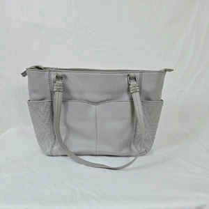 The Sak grau Mammutbaum weiches genarbtes Leder bestickt Medium Umhängetasche Beuteltasche neu ohne Etikett - Bild 1 von 10