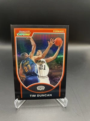 Bowman Tim Duncan 2007-08 cromo refractor negro/199 Spurs #21 Foto 1 de 2