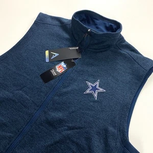 Antigua Dallas Cowboys Fleece Course Vest Mens Large Blue Full Zip Jacket NEW - Picture 1 of 14