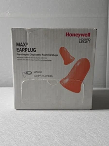 100/Box Honeywell Max-30 Maximum Corded Earplugs - 33 Dcb - Orange - Picture 1 of 5