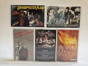 Rap Vintage Hip Hop Cassette Tape Lot Of 5 Grandmaster Flash Run DMC - Picture 1 of 12