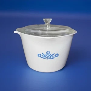 Vintage Corning Ware Blue Cornflower P-65-B 2QT macchina per salse con coperchio USA 8 tazze - Foto 1 di 15