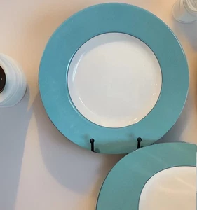 Set of 2 9.5" Lenox Kate Spade Rutherford Circle Turquoise Salad Accent Plates - Picture 1 of 4