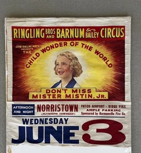 Raro poster Ringling Brothers Barnum & Bailey Circus 1953 Norristown PA 29x28 - Foto 1 di 4