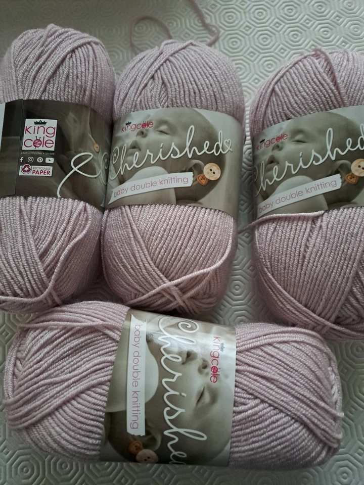 King Cole Cherished Baby Double Knitting Yarn 4 X 100g Balls  # 3440 Pearl - Image 1 of 4