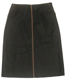 Neu mit Etikett J. Crew schwarz gefilzte Wolle Bleistiftrock Skip-Stitch Mitte Paspel Naht 2 - Bild 1 von 5
