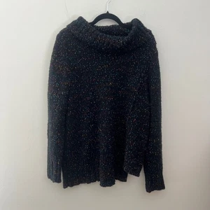 Habitat Multicolor Speckled Black Cowl Neck Knit Sweater Womens Size L - Picture 1 of 7