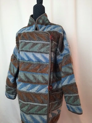 Missoni prima linea vintage 80s 90s wool mohair doubleface geometric coat trench - Immagine 1 di 4