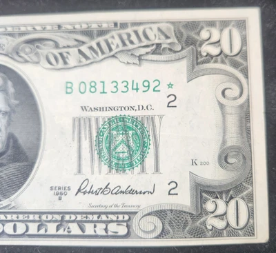 Billete estrella de 20 dólares de la Reserva Federal 1950B - Nueva York Foto 1 de 4