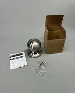 Brushed Nickel Round Interior Dummy Door Knobs for Closet Keyless No Latch x1 - Picture 1 of 17