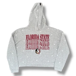 FSU Florida State Seminoles Cropped Hoodie Womens Medium Heather Gray Sweatshirt - Picture 1 of 8