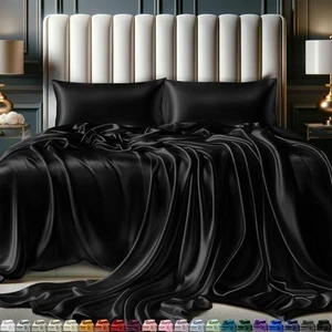 Satin Bed Sheets - 4 Piece Luxury Silky Full Size Bedding Set - Softer Than S... - Picture 1 of 8