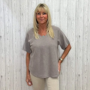 Vienna Short Sleeved V Neck Jumper Mocha Brown - Picture 1 of 1
