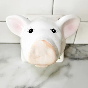 Vintage Keramik Schweinekopf Wandbehang Schürze Handtuch Haken Küche Landhaus Deko - Bild 1 von 13