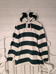 Vintage Polo Ralph Lauren Rugby Shirt Kapuze gestreift 90er Y2K Preppy Herren L - Bild 1 von 10