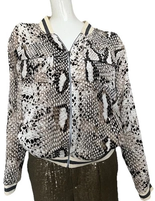 Laila & Savannah Bomber Jacket Women M Snake Print 100% Silk Lightweight - Image 1 of 4