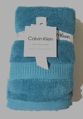 Novo com etiquetas Calvin Klein 2 peças toalha de mão absorvente solucell zero torção algodão tempestade azul - Imagem 1 de 4