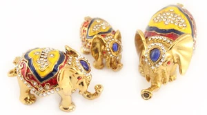3 Elefanten Schmuck Schmuckkästchen Tier Sammlerstück Elefant Thailand Geschenk 02054 - Bild 1 von 5
