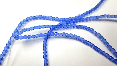 28" hebras de 245 cuentas redondas vintage checas de vidrio pulido al fuego zafiro azul 3 mm Foto 1 de 4