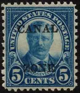 Canal Zone Stamp Scott # 103 Mint NH - 5 Cents Blue Roosevelt w Type B Overprint - Picture 1 of 1