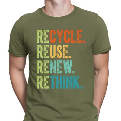 Herren T-Shirt Recycling Wiederverwendung Renew Rethink Crisis Umweltaktivismus Top #DNE2