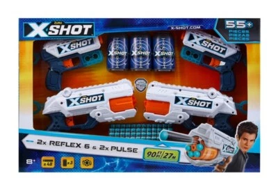 Paquete de 4 pistolas Zuru X-Shot - 2x Reflex 6 y 2x contragolpes con 48 dardos de espuma Nuevo Foto 1 de 4