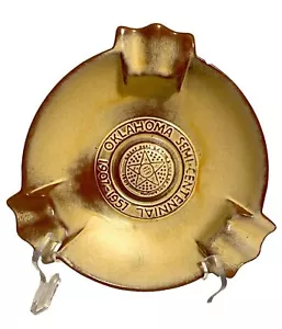 Cenicero semicentenario Frankoma Oklahoma 1957 de colección 7 pulgadas de diámetro 2 pulgadas de alto raro - Imagen 1 de 6