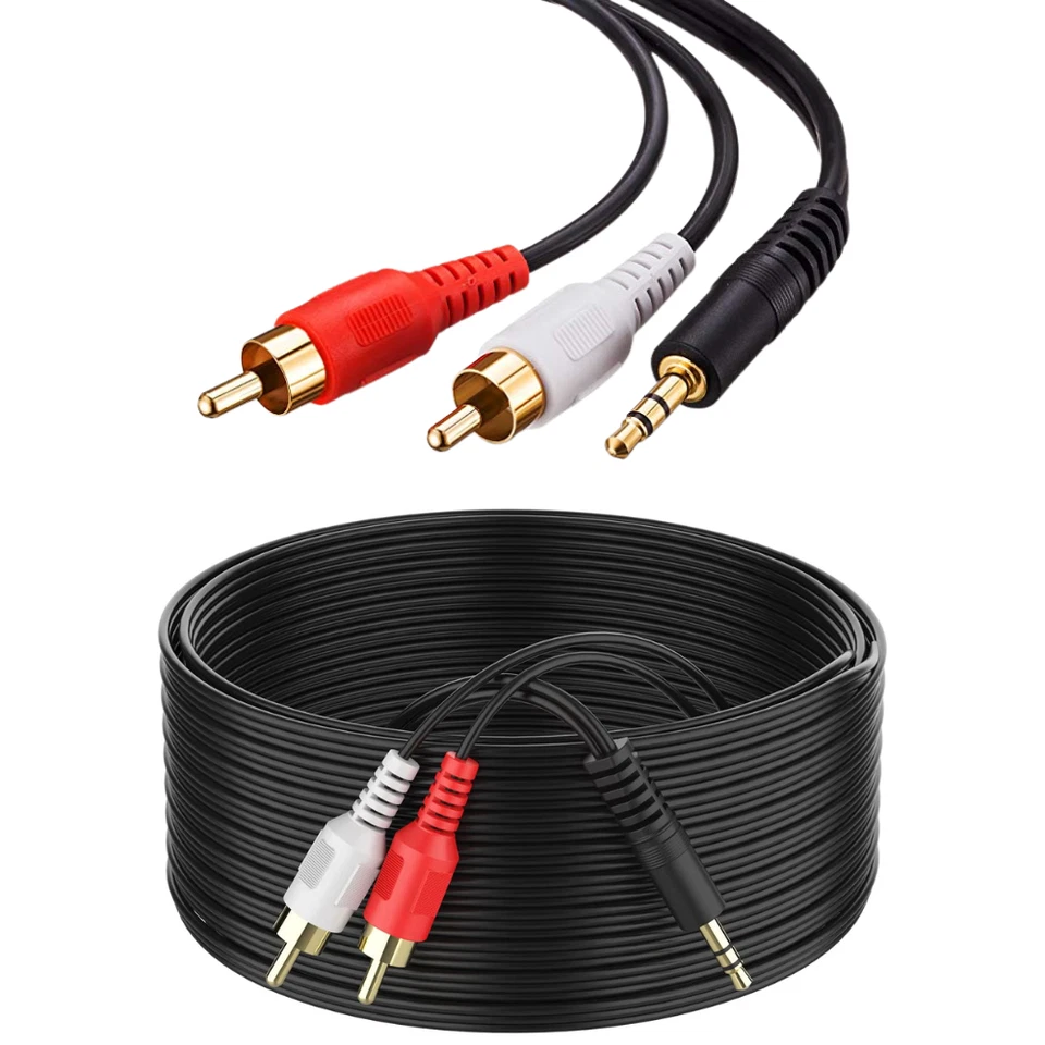 Audio Aux Stereo Cable Jack 3.5 MM To 2 RCA Male To Male Y Splitter Adapter Cord