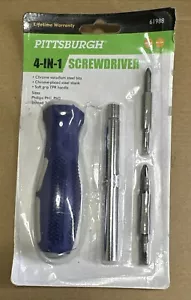 Soft Grip blau/grau Pittsburgh Kreuzschlitz 4 in 1 Schraubendreher Schlitz 3/16”, 1/4” - Bild 1 von 2