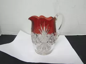 Antique Ruby Red Souvenir Glass Creamer Crystal Base. - Picture 1 of 6