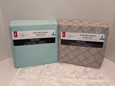 Mainstays Set Of 2 Soft Microfiber 4pc. Sheet Sets Wrinkle Resistant - Image 1 of 3