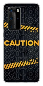 Coque en silicone imprimée compatible Huawei P40 Pro Caution - Picture 1 of 3
