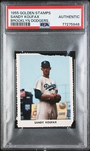 PSA AUTHENTIC SANDY KOUFAX HOF ROOKIE 1955 GOLDEN STAMP GRADED VINTAGE MLB TPHLC
