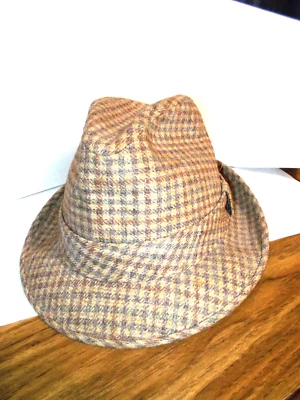 Vintage Knox Houndstooth Bear Bryant Style Fedora TAN Hat 7 1/8 - Image 1 of 4