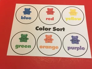 Bears Color Sort Learning Mat - Laminated - Pre school Kindergarten - Picture 1 of 1