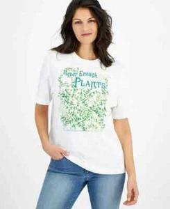 Macy's Flower Show Never Enough Plants Graphic T-Shirt Women's L White Alyssum - Picture 1 of 17