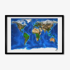 Tulup Picture MDF Framed Wall Decor 60x40cm Image Room world map