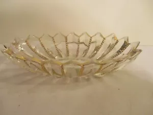 VINTAGE ~ EAPG ~ CLEAR GLASS RELISH TRAY WITH GOLD BEADED TRIM  - Bild 1 von 5