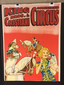 King Brothers & Cristiani kombiniertes Zirkus Poster mit Umsatzmarke Marke - Bild 1 von 12