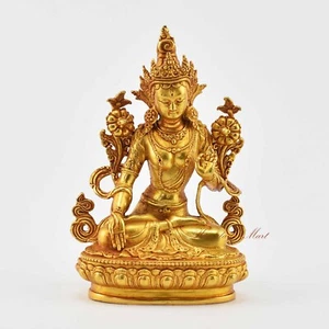 Fine Quality Gold Plated Tibetan White Tara / Dholkar Copper Statue Patan, Nepal - Picture 1 of 4