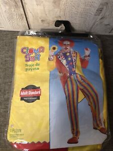 Clown Costume Suit Adult Size Standard Fits up to Size 42 Funny Halloween One Pc