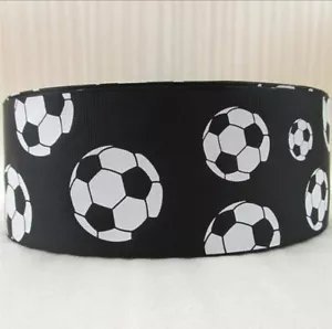 3 inch GLITTER Grosgrain Ribbon HAIR BOWS 1042811 Soccer Ball - Picture 1 of 2