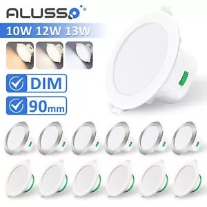 10X LED Downlight KIT 10W 12W 13W Tri-color Dimmable Recessed Day Light 90mm - Picture 1 of 24