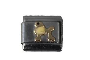 Re Florence "Poodle" Stainless Steel Gold Enamel Stretch Link Italian Charm - Picture 1 of 9