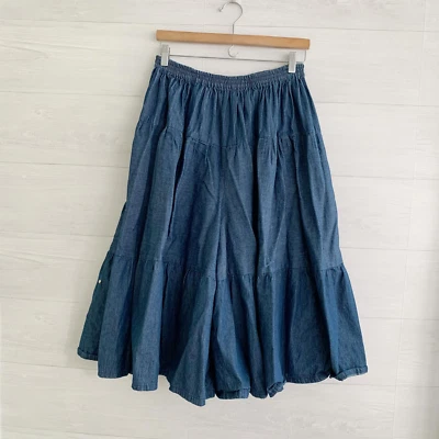 Carla Nuevo México Pantalón Corto Culotte Lavado Oscuro Denim Tachonado Niveles Completo OS Foto 1 de 4