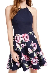 Talla 13 - Vestido corto de fiesta para mujer azul marino sin mangas + acampanado - Imagen 1 de 7