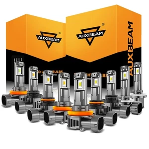 AUXBEAM LED Headlight High Low Fog Light White Yellow Blue 9005 9006 H11 881 880 - Picture 1 of 31