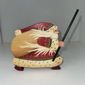 Folk Art Wooden 5" Santa Claus Figurine Hand Painted Shelf Sitter - Picture 1 of 11