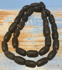Antike afrikanische schwarze Ebenholz Holz Perlenkette. Lot#5. - Bild 1 von 7