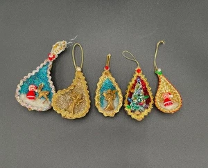 5 VTG Handmade Milkweed Pod Diorama Christmas Ornament Angel Santa Tree Reindeer - Picture 1 of 8